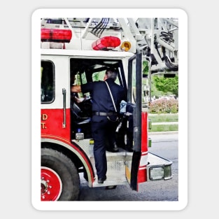 Firemen - Climbing into the Fire Truck Sticker